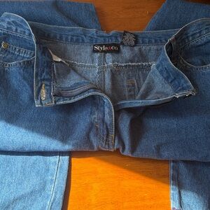 Style & Co. vintage Medium Blue Straight-Leg Denim Jeans embroidered bottoms